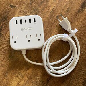 FOVAL European Travel Plug Adapter and USB Hub